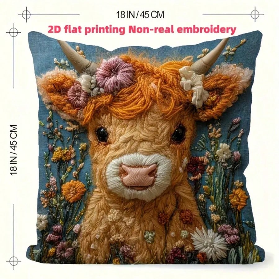 1pc Vintage Highland Cow Decor - Pillow Insert 18X18 评论和价格