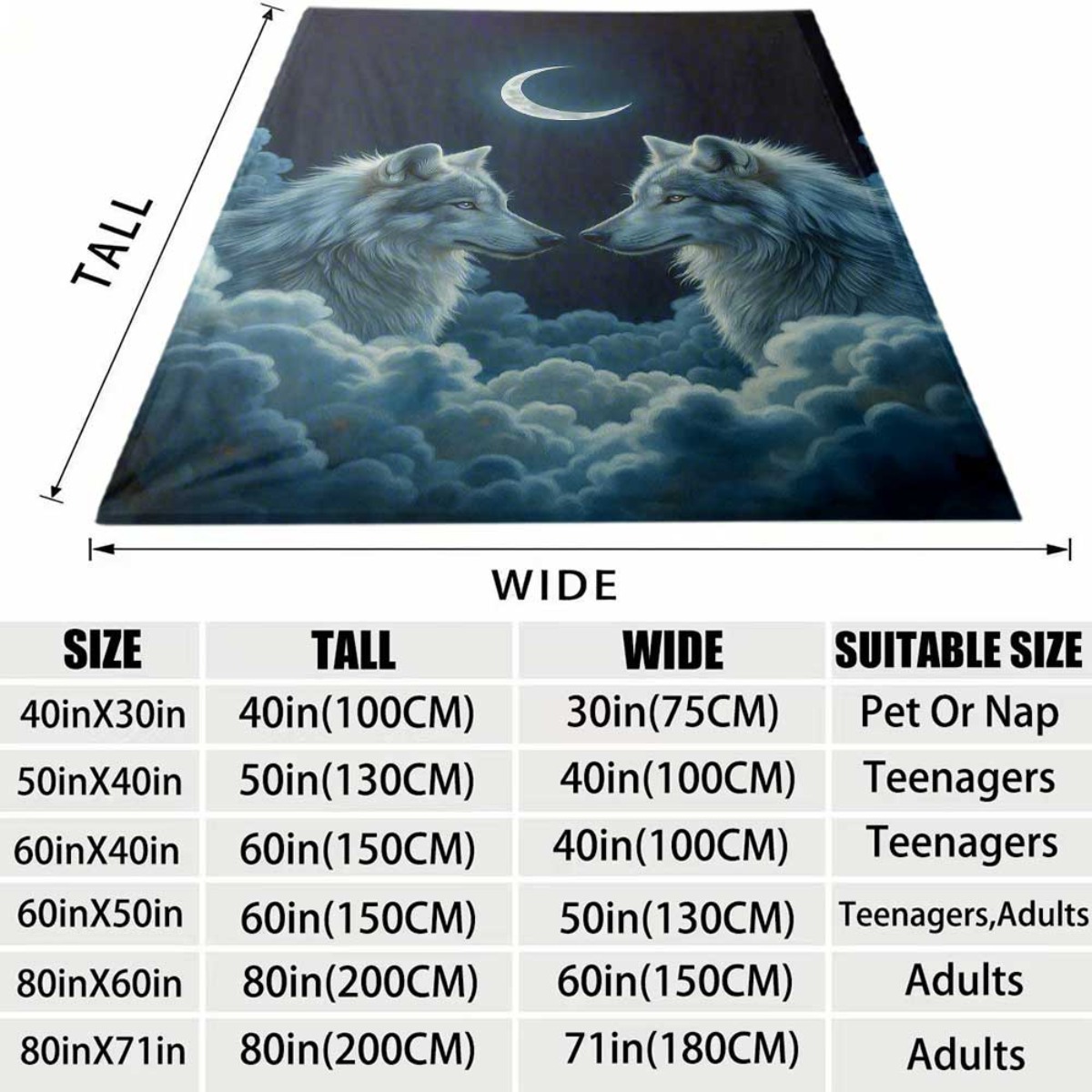 Crescent Moon Twin Wolves Flan - Home Textiles Face Towel 评论和价格