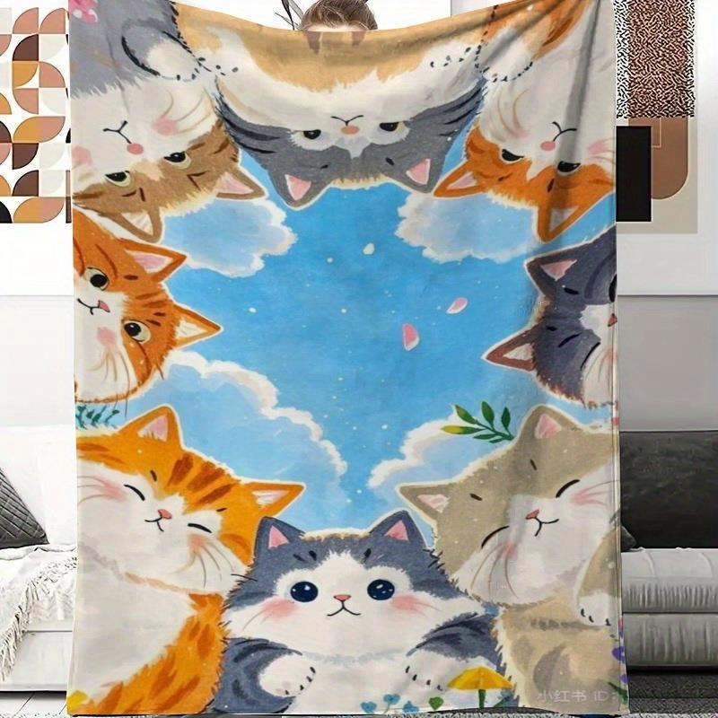 Cute cat face pattern Flannel  - Home Textiles Face Towel 评论和价格